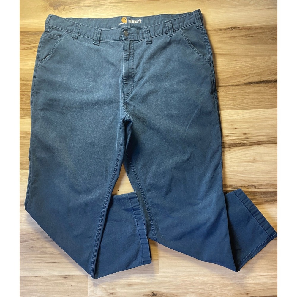 Carhartt Mens Relaxed Fit Canvas Work Pants Navy Blue 44x32